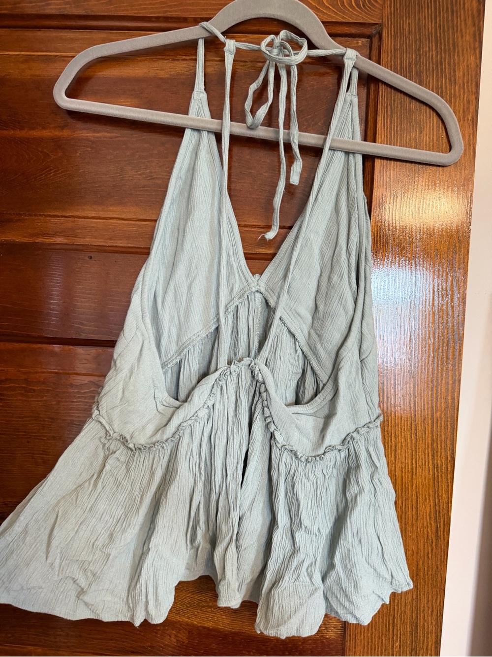 O'Neill Sage Green Smocked Halter Tank - Picture 2 of 4